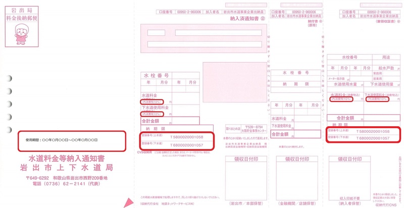 水道料金等納入通知書（納付書）の画像