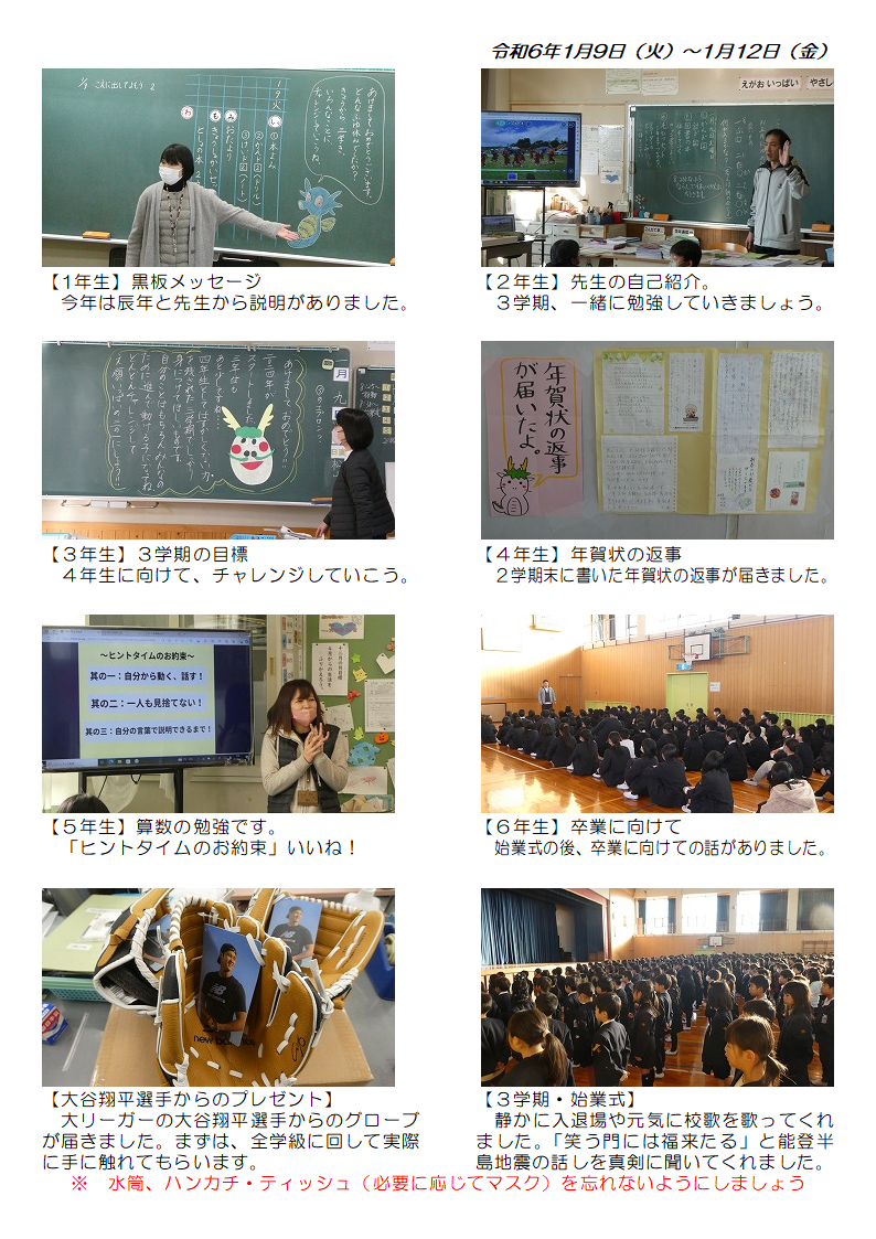 1月9日（火曜日）から12日（金曜日）の画像